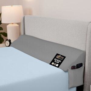 GORILLA GRIP 헤드보드 갭용 침대 웨지 베개, 매트리스 틈 사이의 필러, 미국 디자인, 편안한 지지 고밀도 쿠션 폼 제자리에 고정되는 그립 도트, 트윈 /XL 그레이