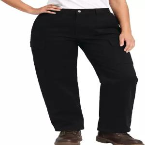 디키스 여성용 플러스 사이즈 카고 팬츠 - 포켓 캐주얼 및 유틸리티 작업 바지가 있는 하이웨이스트 코튼