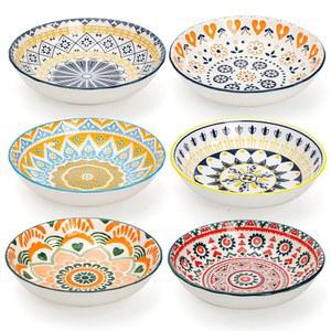 포레인암 6팩 5.5인치 와이드 얕은 고양이 사료 그릇 세트 세라믹 그릇, 8온스 휘슬러 친화적인 접시, 음식과 물을 위한 다채로운 전자레인지 및 식기세척기 안전