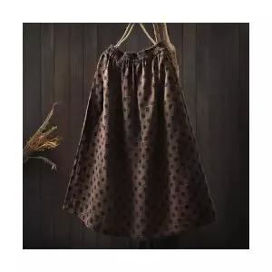 스커트 여자 롱 빈티지 가을 A라인 밴드 우산 중기장 도트 CH3