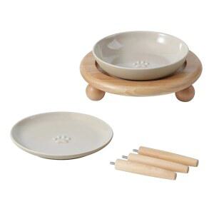 하브니바, 세라믹 와이드 휘슬러 친화적인 고양이 접시, 2가지 스타일 스탠드 조절 가능한 반려동물 그릇 세트(1접시+1 얕은 접시+스탠드)를 올렸습니다