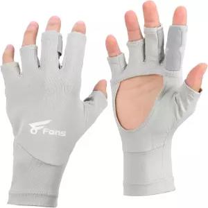 8명의 팬 낚시 장갑 UPF50+ 플라이 손가락 없는 자외선 차단 남성 야외 카약 자전거 노 젓기용