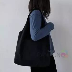 [패션] 포켓 면가방 블랙 학원에코백 무지에코백 사각에코백 도서관가방 애코백