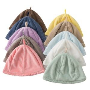 부드럽고 편안한 빨 수있는 산호 벨벳 사우나 모자 드라이 헤어 캡 두꺼운 머리 타올 귀여운 샤워 목욕 액