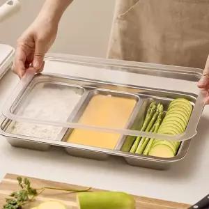 사각 3칸 스텐 트레이 요리 음식 쿠키트레이