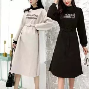 쉬폰원피스 봄 가을 밑단트임 여자 허리라인 벨트 긴팔 원피스