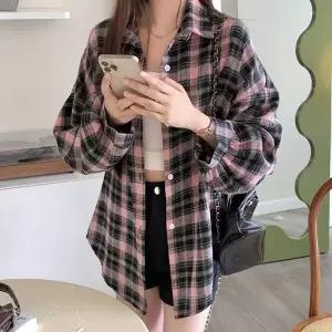 [NS홈쇼핑][2장]신상 캐주얼 엘라 체크 셔츠 여성 오버핏 루즈핏 남방 긴팔..