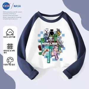 마인크래프트 캐릭터 티셔츠 맨투맨 아동 티 여아 오버핏 키즈 초등학생 면 긴팔 운동 상의