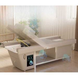 마사지 샴푸대 의자 연회색 베드 이발소 블랙 가죽의자 그레이물순환