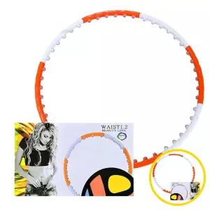 위월천 웨이스트뷰티라인 훌라후프 1.2kg 오렌지 화이트 1개 홈트운동기구 지압훌라후프 뱃살빼는운동 뱃살