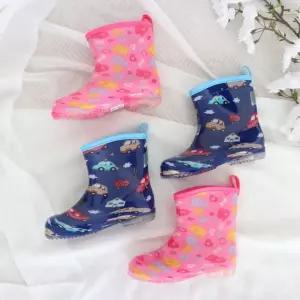 아동용 장화 레인부츠 깔창 착화감 장마 폭우 네이비 핑크