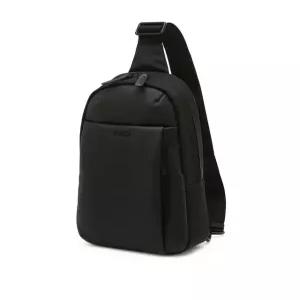 헤지스 액세서리 남성 25SS [스테디셀러] 블랙 로고장식 가죽 슬링백 WUBA5E302BK