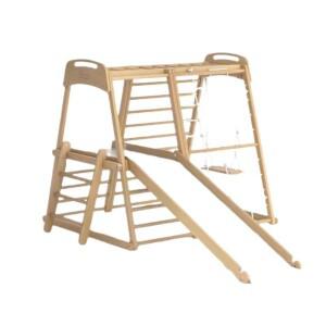 원목. 실내 감각 훈련용 나무 미끄럼틀 그네