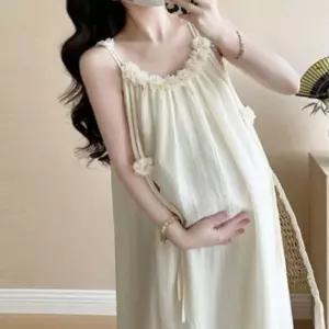 임산부용 여성 스트링 셔링 롱 원피스 데일리 끈조절 만삭복 SUk1+6BRu