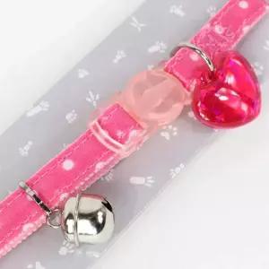 고양이 하트 네임택 목걸이 도트 핑크 1P 길이조절 반려묘목줄