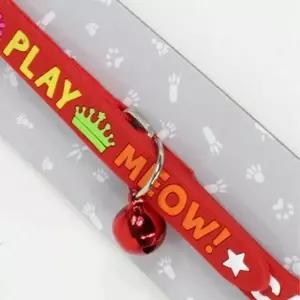 고양이 신축성 고무 목걸이 더비 레드 1P 방울 길이 고양이목줄