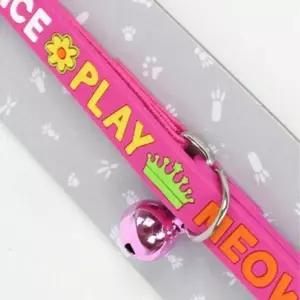 고양이 신축성 고무 목걸이 더비 핑크 1P 방울 길이 고양이목줄