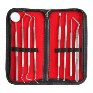 치아 청소를 위한 스크레이퍼 치과 픽 및 혀 클리너가 포함된 도구 키트 스테인리스 스틸 플라크 치석 제거기 세트 8Pcs