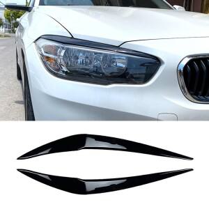 2Pcs 헤드 라이트 커버 눈꺼풀 눈썹 BMW 1 시리즈 116i 120i F20 광택 블랙