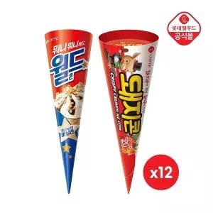 [신세계라이브쇼핑]월드콘 바닐라 x 12개 + 돼지콘 x 12개