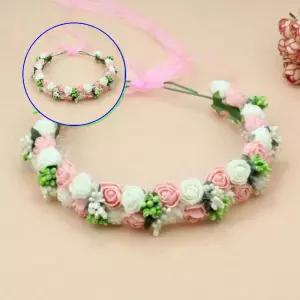 쌍문상회 36송이 꽃화관 플라워화관 인디핑크화이트믹스 셀프웨