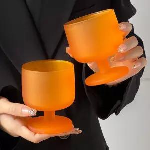 매트 오렌지 컬러 유리잔 홈카페 홈바 유니크 디자인