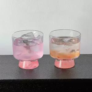 빈티지 핑크 글라스 빈티지 감성 홈바 칵테일 고블렛 음료 물잔