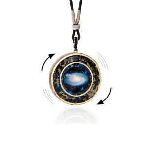 데이 업 오르고나이트 목걸이 - 스트레스 불안 및 명상을 위한 스리 얀트라 회전식 펜던트 영적 치유 긍정 에너지를 말라카이트와 타이거 스톤 _BIJ