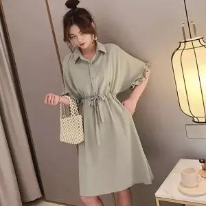 프릴 소매 허리밴딩 러블리 임산부 수유복 반팔 카라 체형 커버 셔츠형 원피스 카라원피스 수유복