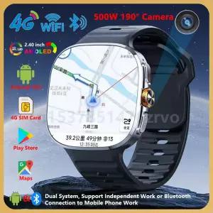 호환  2.4인치 AMOLED 스마트워치 4G 안드로이드 스마트워치 5MP 카메라 지도 다운로드 APP 얼굴 잠금 해제