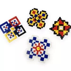 취미키트 오방색 단청 블럭팽이 4인세트이만들기 놀이 조립장난감 이조립