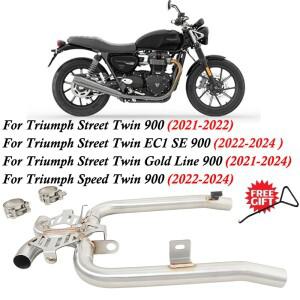 트라이엄프 스트리트 트윈 900 트윈 EC1 SE 900 2022-2024 골드 라인 900 2021-2024용 오토바이 배기 시스