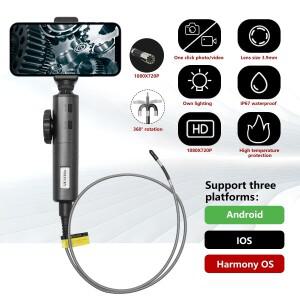 WDLUCKY 360 °   IOS 안드로이드용 조명이 있는 양방향 관절형 내시경 산업용 내시경 3.9mm 자동차 하수구