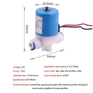 호환 정수기 폐수 솔레노이드 밸브 1/4  연결 DC24V RO 물 역삼투 시스템 순수한 기계 부품