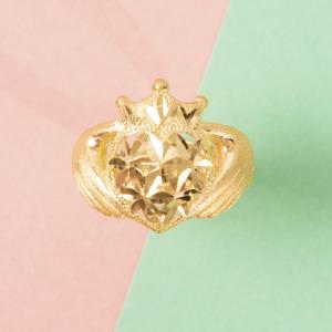 한돈 / 반돈 손하트 순금 돌반지 [24k]