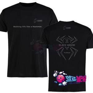 햄머 - 뉴 블랙 위도우 플래티넘 라운드 볼링 티셔츠 [블랙/실버] / 남여 공용 / 기능성 원단 / 클럽티