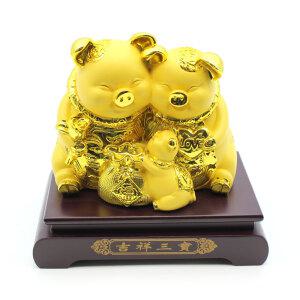 [쓰리몰]  황금 돼지가족 저금통 복저금통 장식품  개업 집들이 승진 특별한선물  풍수인테리어