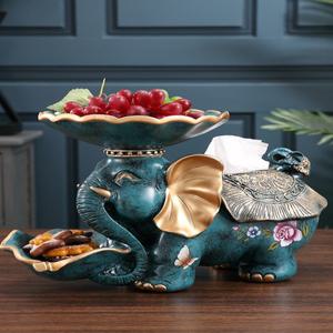 코끼리 티슈케이스 소품 장식 빈티지 그린 개업