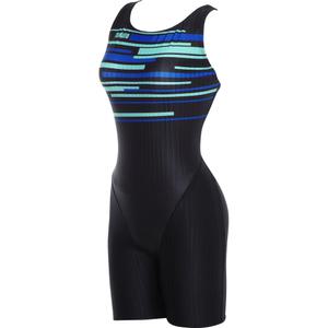 여자 실내 수영복 토네이도 3부 반신 아쿠아로빅 강습용 스윔웨어 미뉴엣 블루