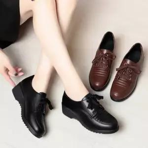 피카소 폭신 편안한 수제 가죽 웨지힐 통굽 로퍼