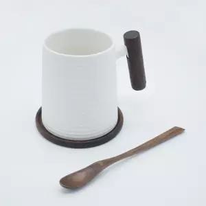 고원 계수나무 도자기 머그컵 우드 티코스터 세트 머그잔 홈카페 선물
