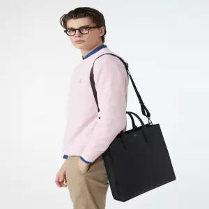 헤지스 액세서리 남성 24FW [스테디셀러] 블랙 소가죽 토트백 겸 크로스 숄더백 WUBA4F350BK