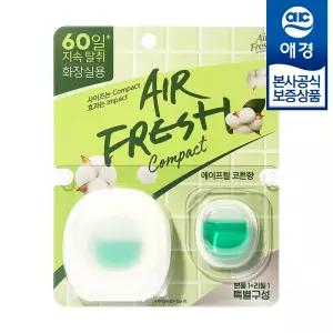 [애경] 에어후레쉬 컴팩트 화장실용 방향제 코튼향 본품 6ml + 리필 6ml