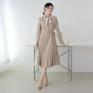 [르포엠]르네타 테일러링 트렌치 원피스+스카프