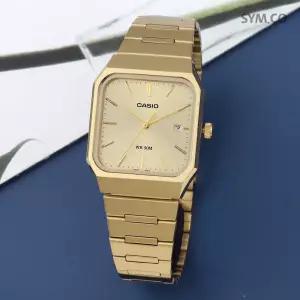 정품 스타샵 카시오 MTP-B185G-9A 클래식 캘린더 골드 스퀘어 프리버클 남자 메탈 시계 c167