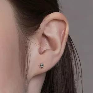 [Hei][김슬기 착용] [sv925] heart & pearl dual piercing set