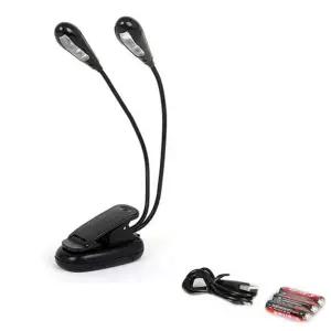 유연 조명 클립온 듀얼 무대 휴대용 조명 건전지 소형 공연 독서대 보면대 스탠드 여행용 독서등 피아노