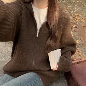 [제작] 알리브 루즈핏 니트 후드 집업 84821 빅사이즈 여성의류