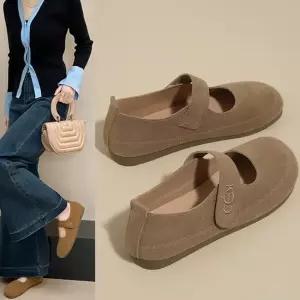 피카소 폭신한 스웨이드 메리제인 찍찍이 플랫슈즈 단화