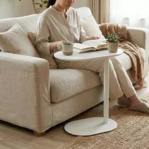 인테리어 철제 라운드 사이드 소파 침대 테이블 3color 쇼파 협탁 거실 탁자 티테이블 타원형